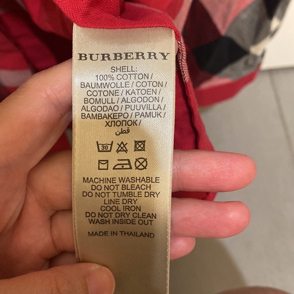 Burberry check button up shirt in red - Picture 4 of 5